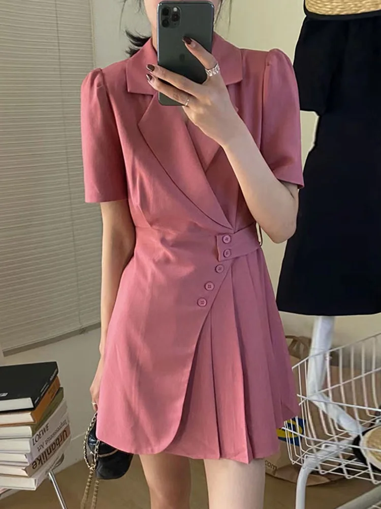 

Женское асимметричное Плиссированное Платье, корейское шикарное платье с вышивкой и завышенной талией, с диагональной пряжкой, модель B696 н...