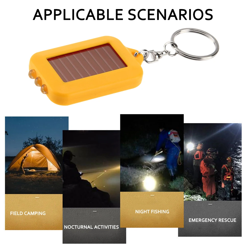

Portable Solar Power 3 LED Light Keychain Key Ring Torch Flashlight Outdoor Emergency Light Survival Tools