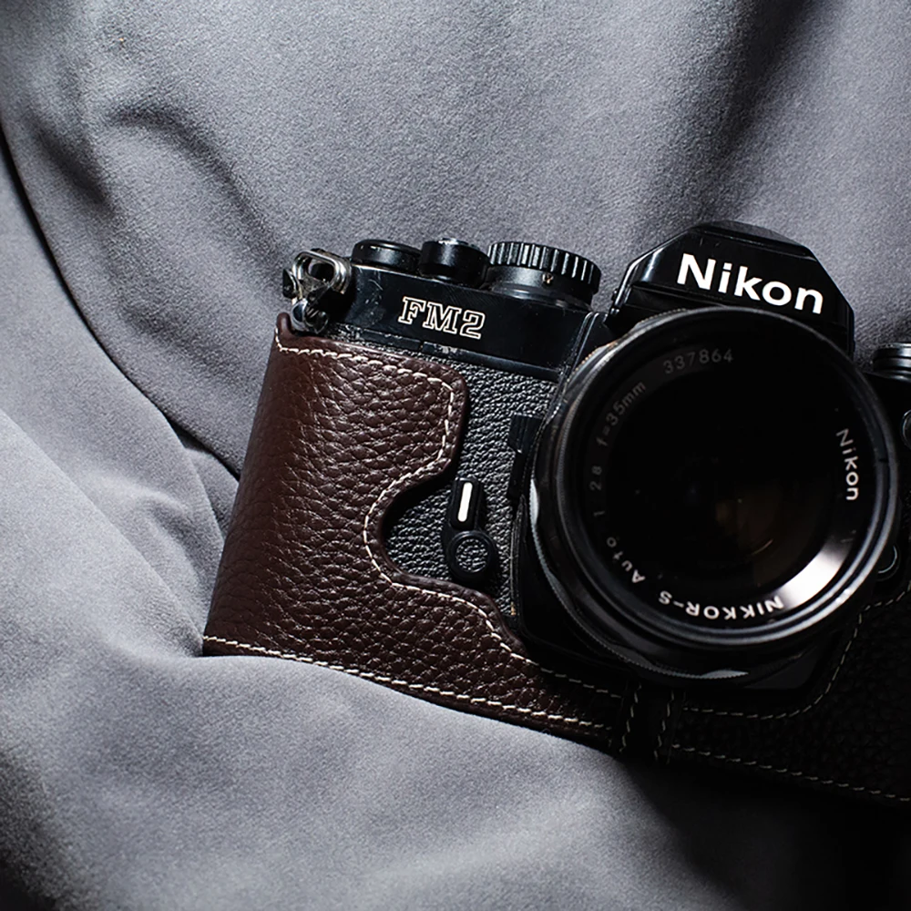 Фото FM2/FE2 Чехол из натуральной кожи с получехлом для Nikon F3 F3HP F3AF F3T FM2/FE2 Чехол Кожаная сумка для камеры ручной работы №3