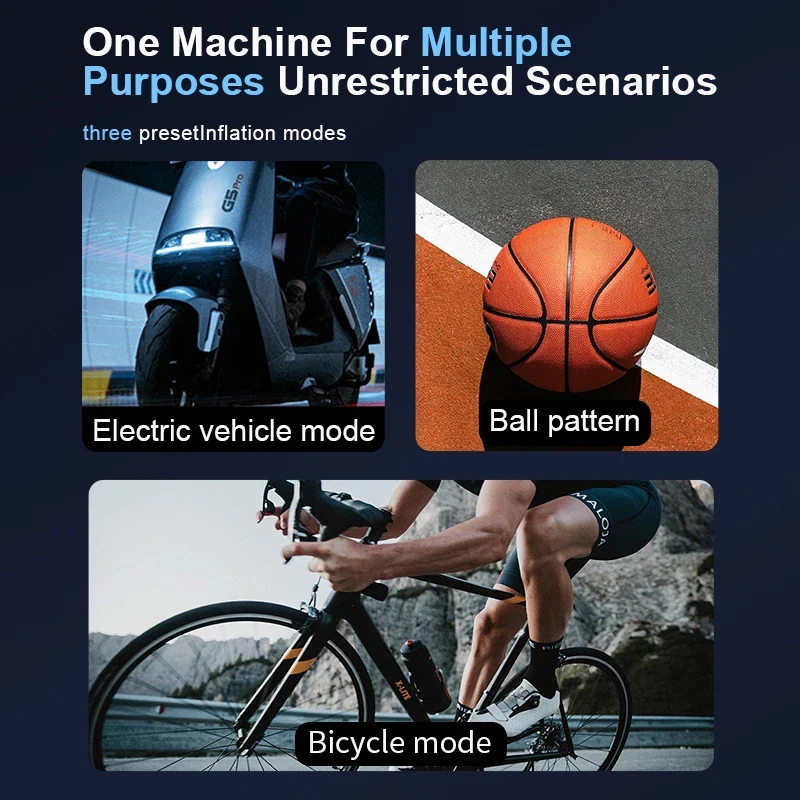 Электрический мини-портативный велосипедный насос с цифровым манометром PSI