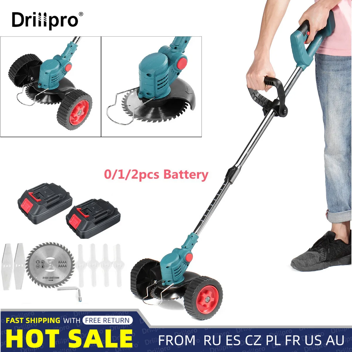 21V Electric Lawn Mower 900W Cordless Grass Trimmer Length Adjustable Cutter Household Garden Tools For Makita 18V Battery