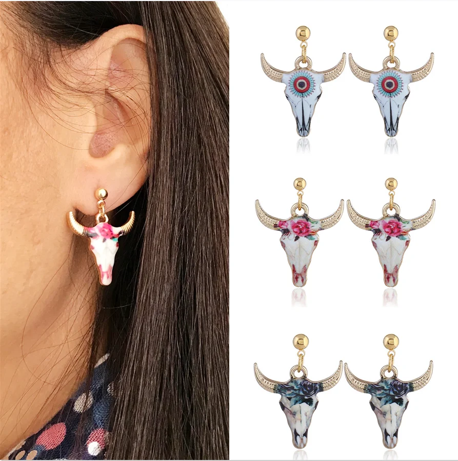 

New Retro Leuke calf Earring Voor Vrouwen Goud Kleur punk Gothic Animal Pirecing Stud Oorbel Vrouwelijke Charme Sieraden Gift