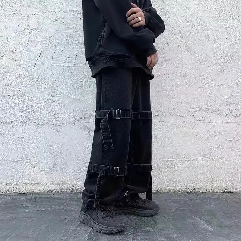 Джинсы мужские с карманами модные мешковатые джинсы в стиле хип-хоп свободные