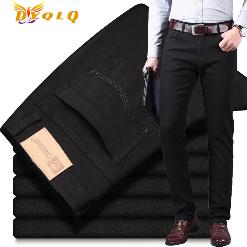 

Джинсы мужские стрейчевые, Брендовые брюки, классические модные повседневные деловые черные джинсы, белый/хаки