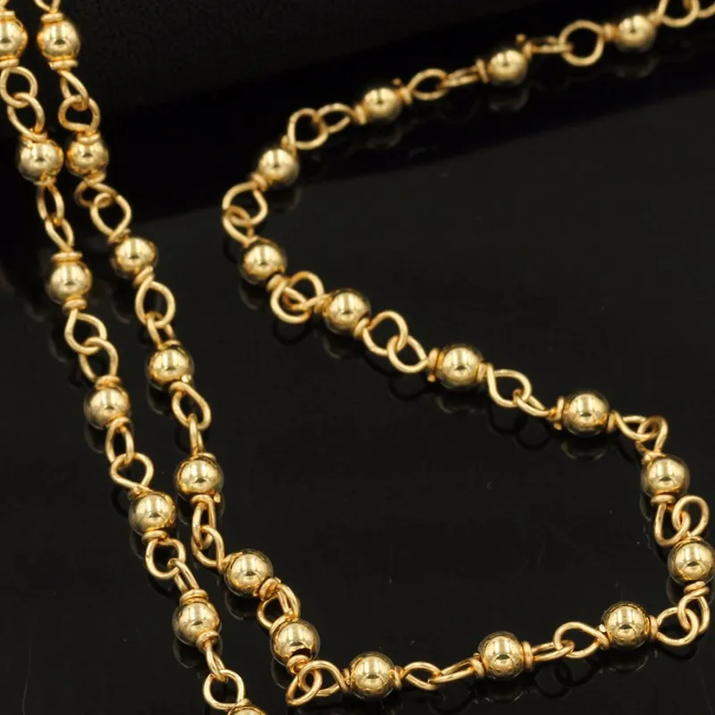14-каратное золото цепочка из бисера позолоченная шариковых бусин для
