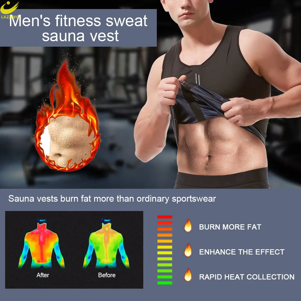 LAZAWG Sauna Vest for Men Weight Loss Tank Top Sweating Top Slimming Sleeveless Body Shaper Fat Burner Sportwear Fitness