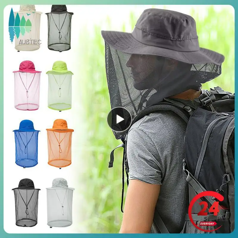 

Quick-drying Outdoor Fishing Cap Mountaineering Camping Cap Foldable Sunscreen Shade Hats Mosquito Insect Net Face Protector