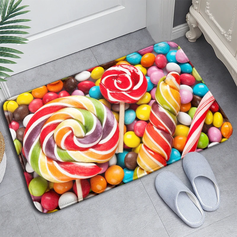 

Candy Pattern Doormat Floor/Bath/Kitchen/Beach Mat Flannel Sponge Fabric 3D Printed Shaggy Custom Decoration For Bedroom
