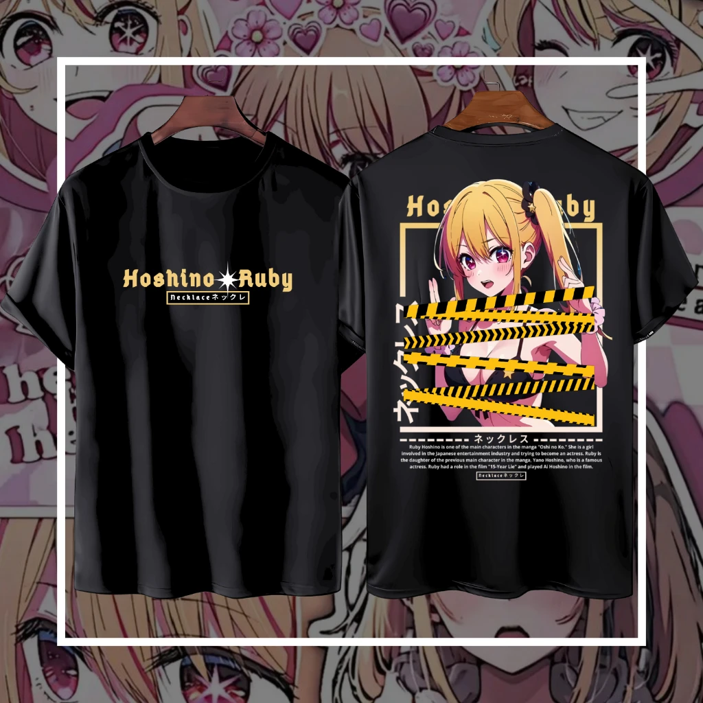 KRONE Kaos Anime RUBY HOSHINO Katun Premium 24s БЕЗ ДАТЧИКА - футболка Oshi No Ko Oversize Pria Dewasa