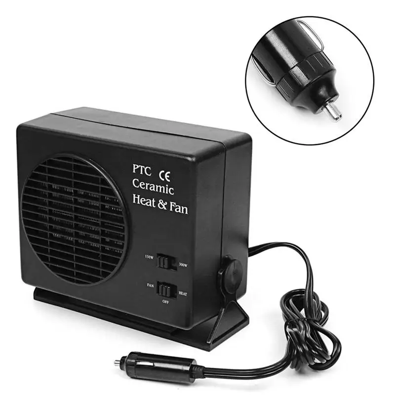 Car Heater 2 In 1 12V 150/300W Auto Portable Heating Fan Windscreen Defroster Dashboard Driving Demister For Cars SUV Vehicles images - 6