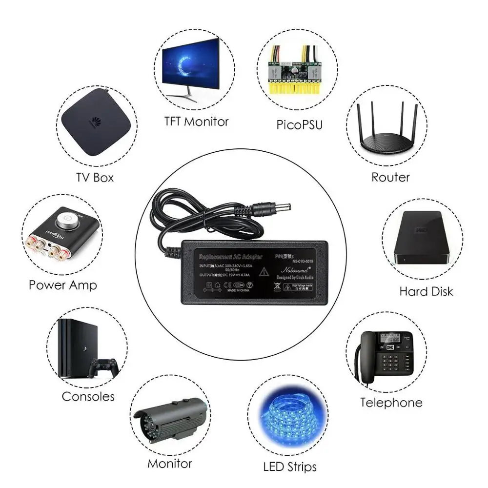 Nobsound DC 19V 4.74A Power Adapter Universal Power Supply Charger Input 100-240V 50/60Hz For Digital Amplifiers images - 6