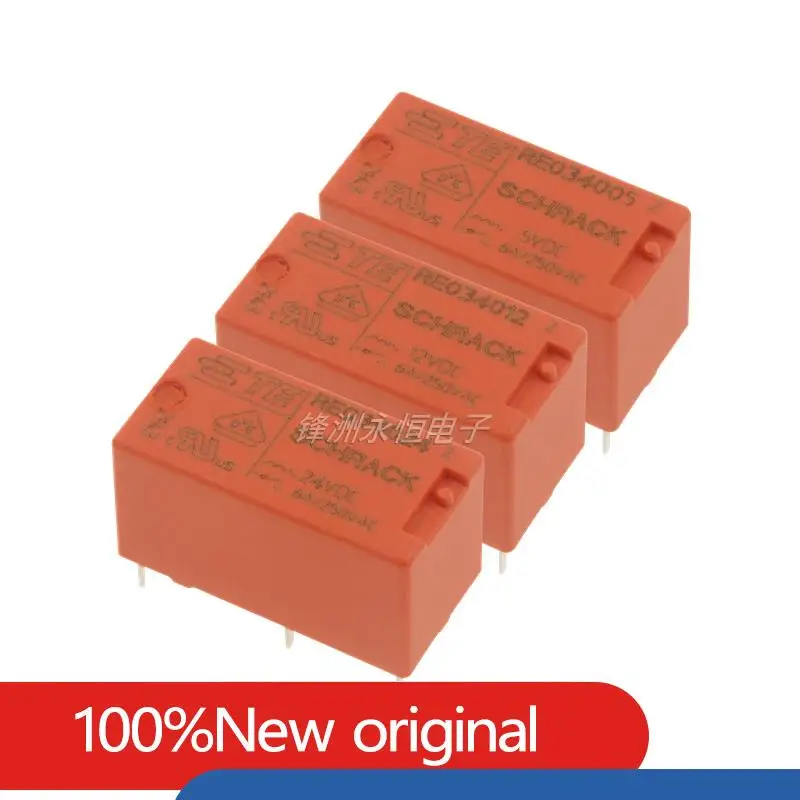 

5PCS/Lot 100%Original New TE Relay RE034005 5VDC RE034012 12VDC RE034024 24VDC 6A 250VAC 4PIN 5V 12V 24V Power Relay