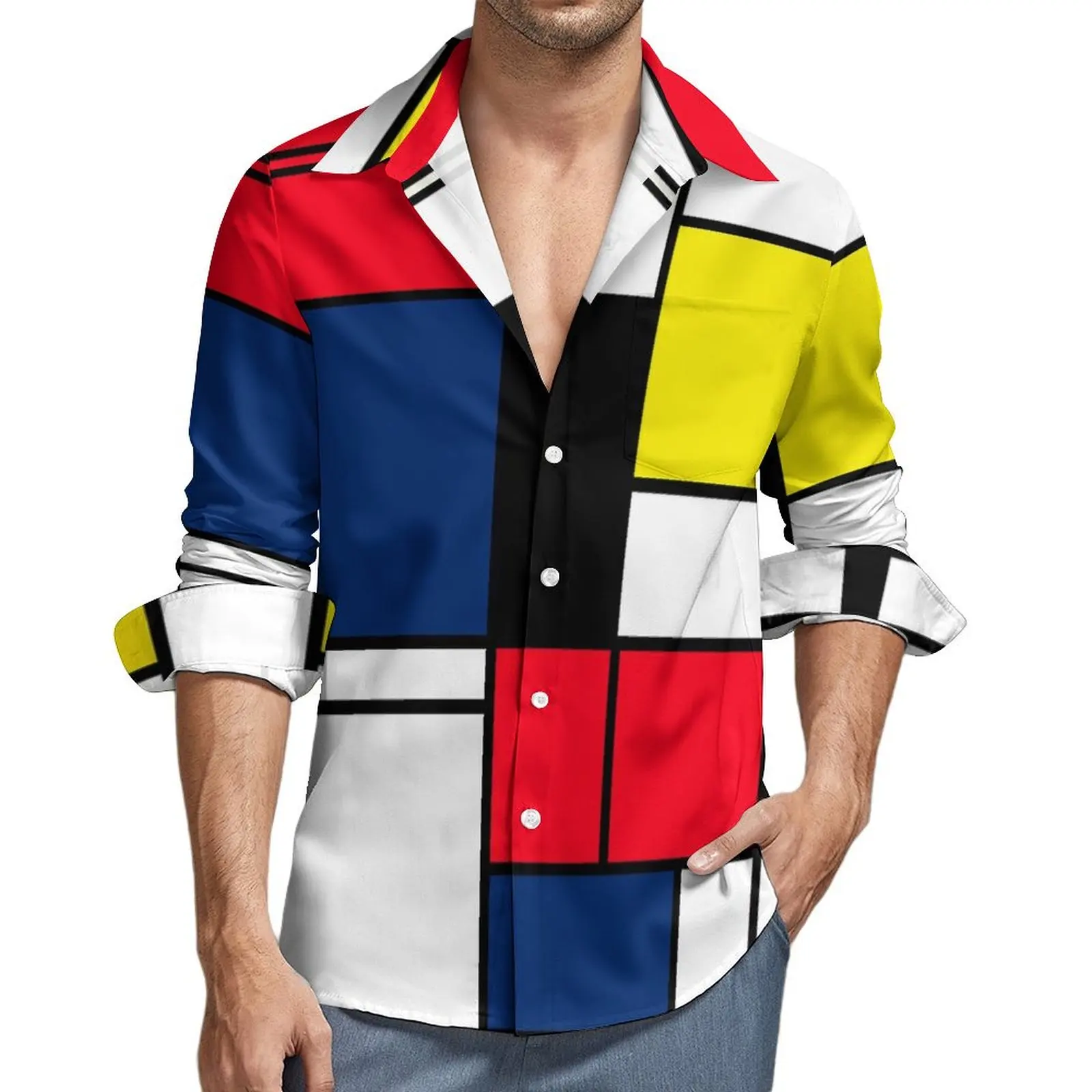 Повседневные рубашки Mondrian в цветную клетку стиле ретро осенняя уличная стильная