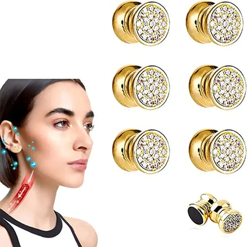 

Popular Magnet Earrings Simple Zircon Magnetic Therapy Ear Studs Without Perforation Lymphactive Mag Stud Earrings for Women Men