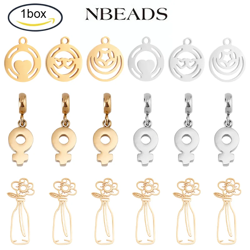 

1BOX 3 Style 2 Clorls Stainless Steel Pendant Cut Filigree Pendant Jewelry Pendant Earring Pendants for DIY Jewelry Making