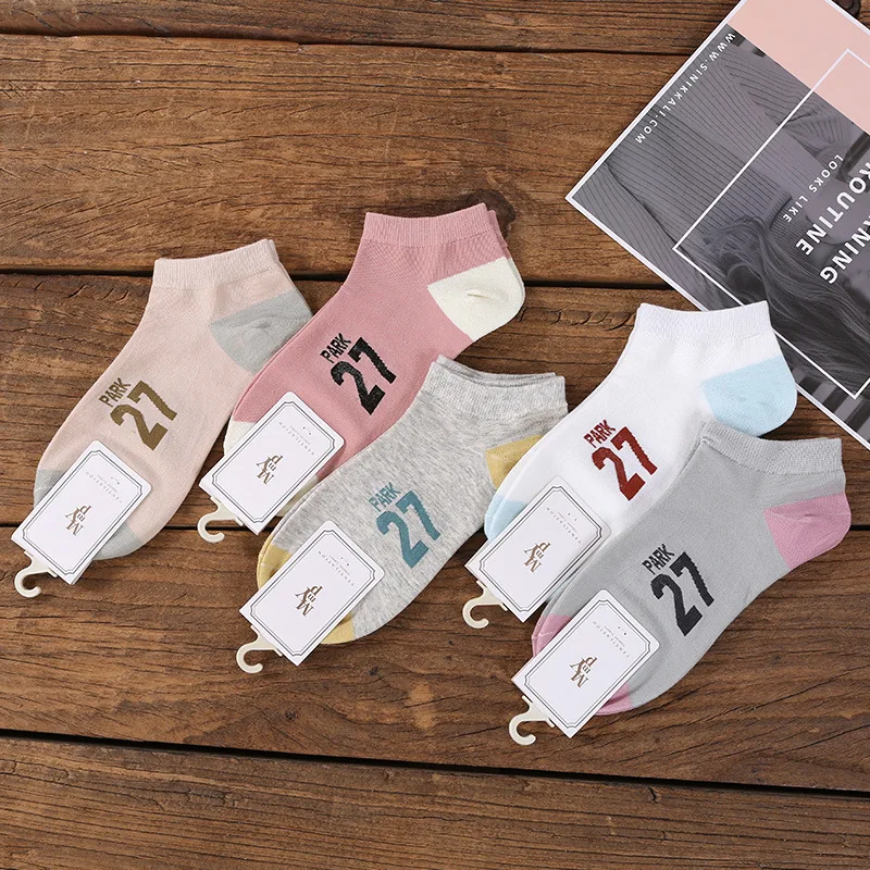 5PAIRS Women's Spring and Summer New Arrival Invisible Socks Cotton Women's Sweat Absorption Deodorant Ankle Socks Thin