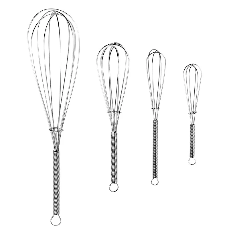 430 Stainless Steel Mini Spring Handle Small Egg Mixer Cream Whipper Stirring Baking Tool