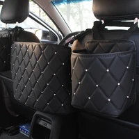 rhinestone pu leather car storage bag crystal backseat organizer holder multi pockets car container pocket box stowing tidying