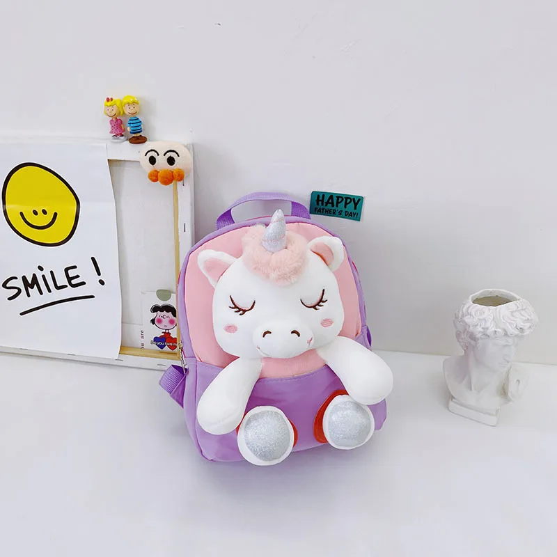 Cute Unicorn Student School Backpack Girl Cartoon Mini Baby Schoolbag Kidergarten Doll Plush Bag Toy Doll Backpack Children Gift