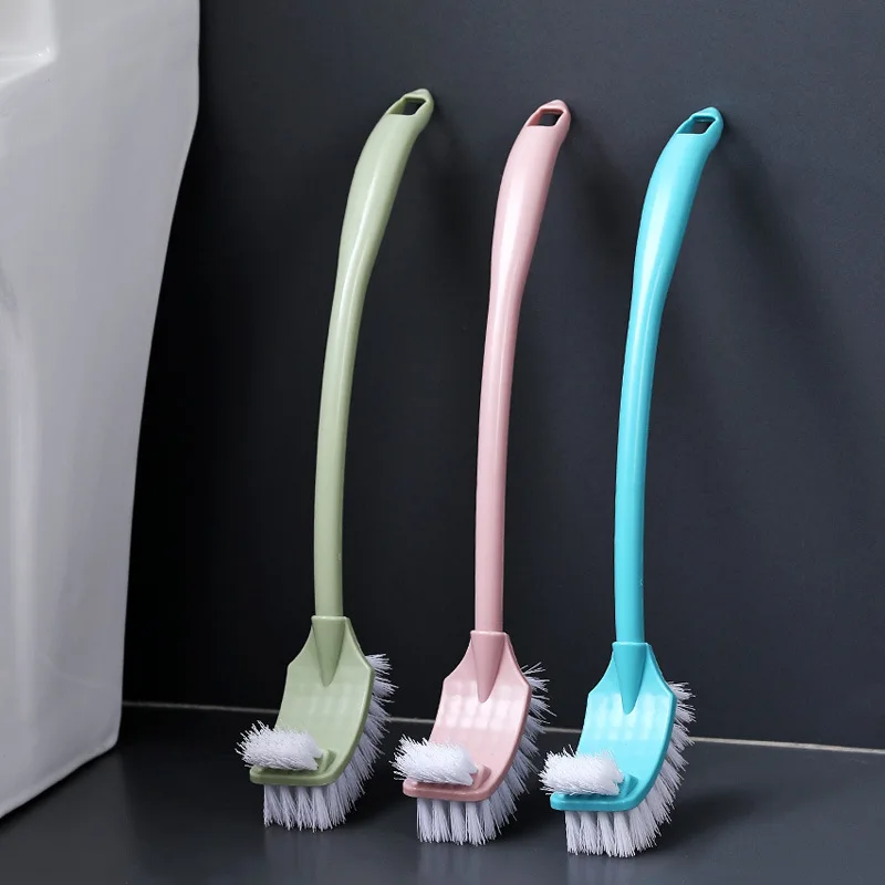 

Multi-function Double Head Plastic Toilet Brush Curved Bathroom Cleaning Scrubber Bending Thicken Handle Corner Brush PP Holder