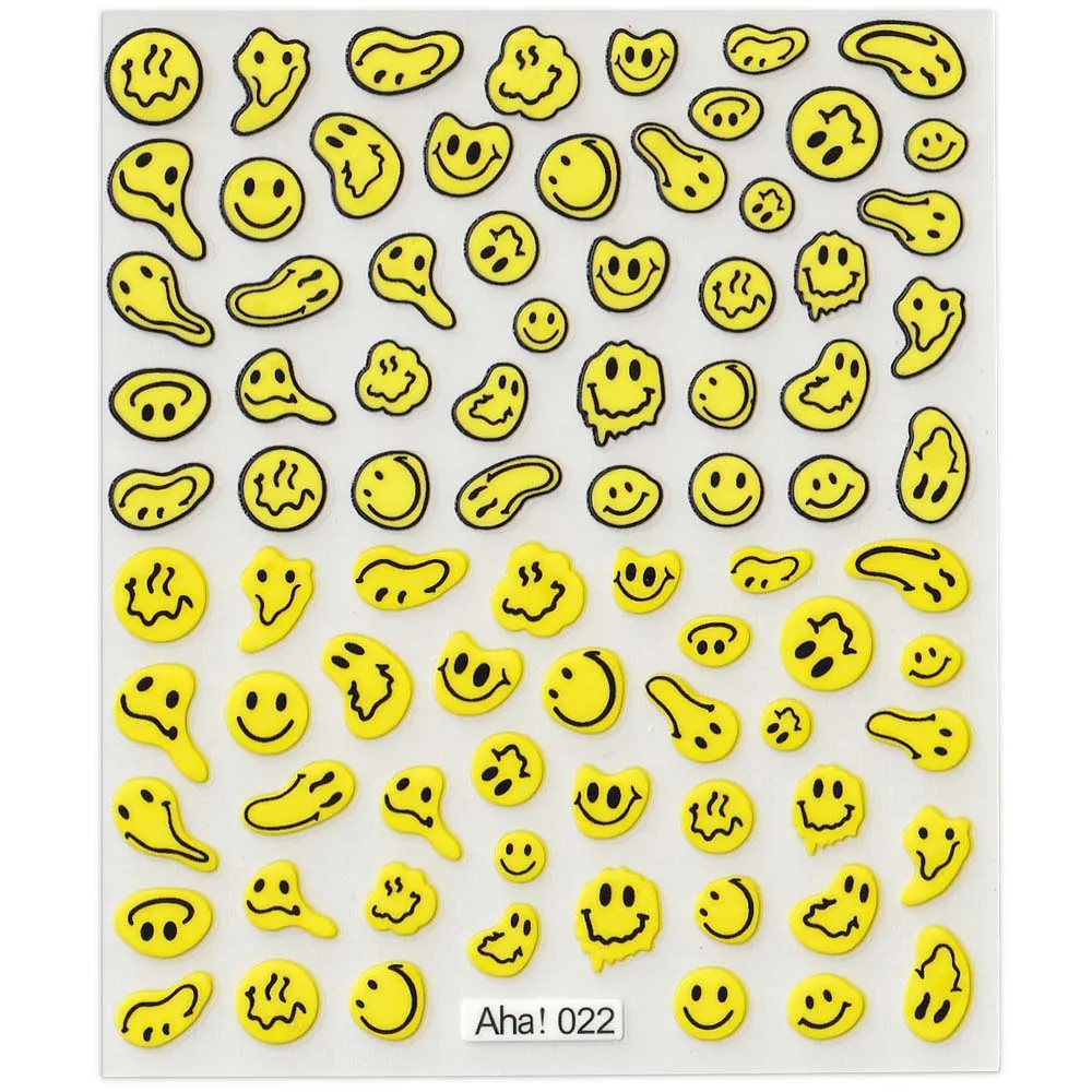 3D желтая улыбка Nlail искусство рандости для ногтей смайлик Маникюр японский