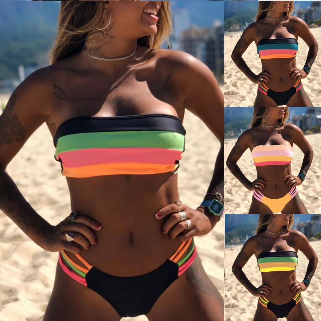 New in Sexy Bikini 2022 stripe Swimsuit Women 2 Piece Set Swimwea Bikini mujer Brazilian Bathing Suit Summer Beach Wear Swimming