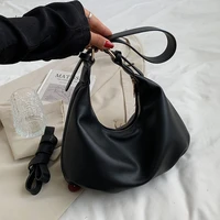 small soft pu leather shoulder crossbody bags for women 2022 luxury lady handbags and purses solid color black simple