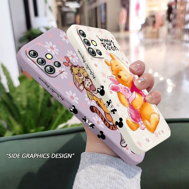 

Disney Winnie Pooh For Samsung A04 A71 A51 A42 A41 A31 A32 A21S A12 A11 4G 5G Liquid Left Rope Phone Case