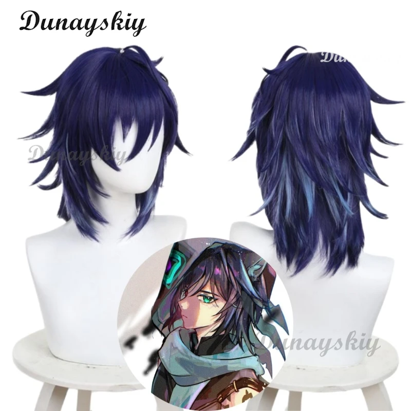Парик для косплея Genshin Impact Ororon парик игры темно-синие короткие волосы Natlan