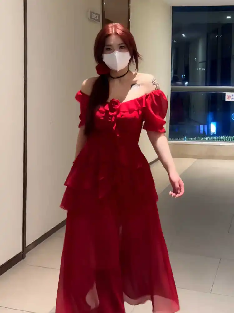 Женская юбка для полных женщин Fat Sister Новинка лета 2024 французское легкое красное