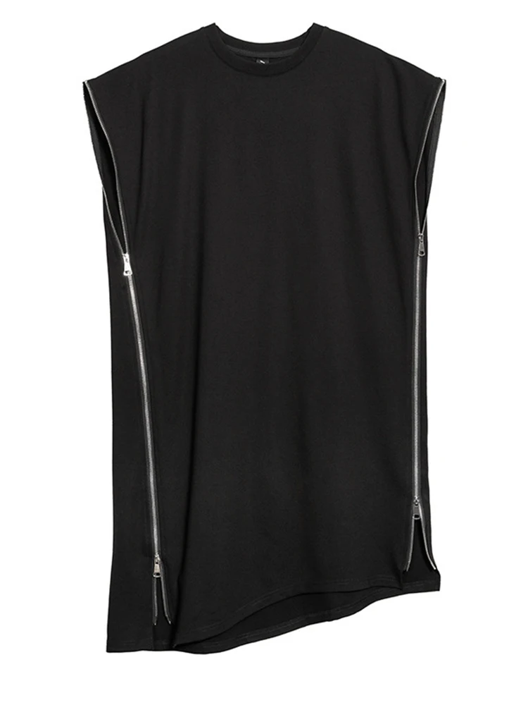 [EAM] Женское черное повседневное мини-платье на молнии неправильной формы