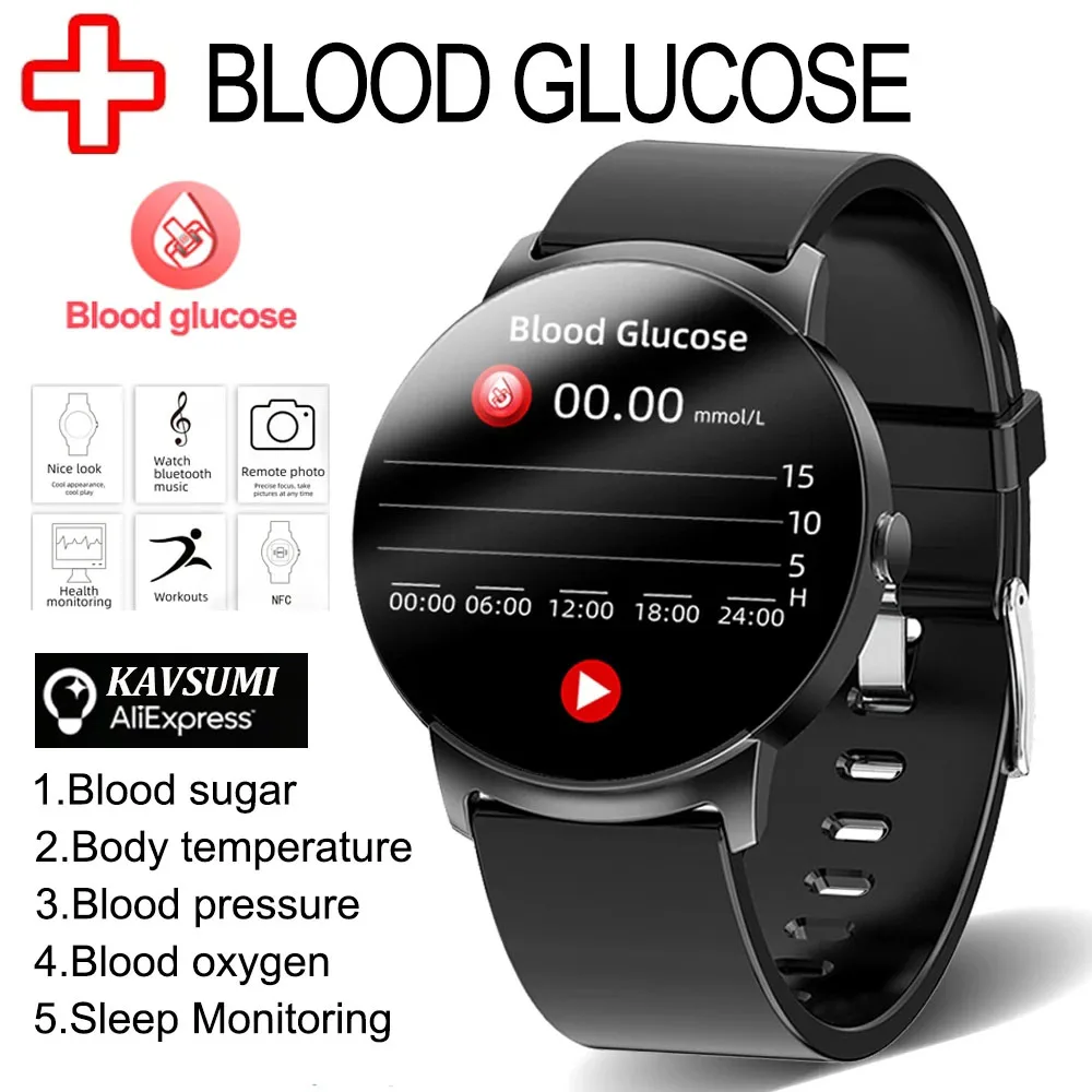 

2023 NFC Non-Invasive Blood Glucose Smart Watch Men Thermometer Heart Rate Health Monitor IP68 Waterproof Smart Watch For Xiaomi