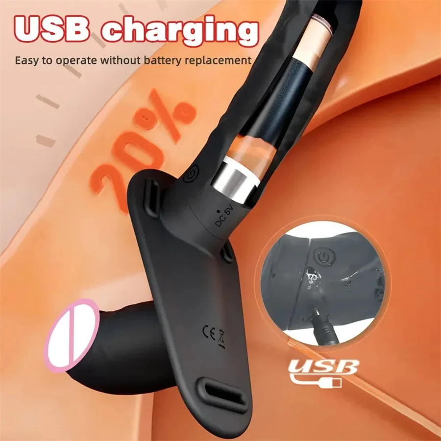 Искусственный пенис с двойной головкой носимый электрический страпон