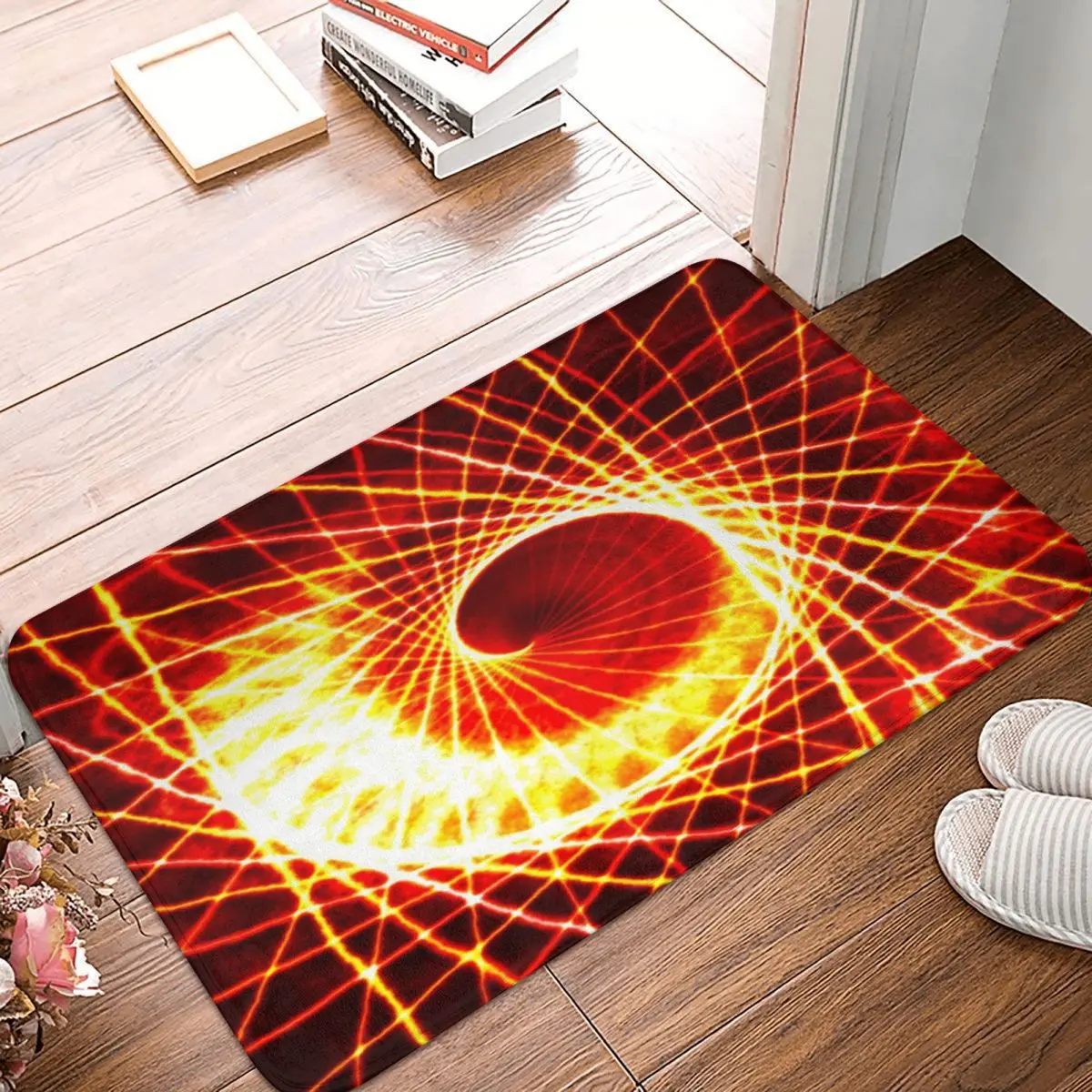 

Fire Abstract Design Carpet, Polyester Floor Mats Fashionable Bathroom Everyday Festivle Gifts Mats Customizable
