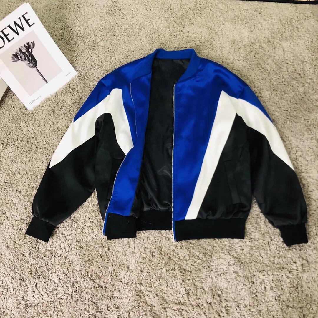 

2022 new spring and summer handsome neutral super fire trend contrast casual hip hop Baseball Jacket men's and women's fashion