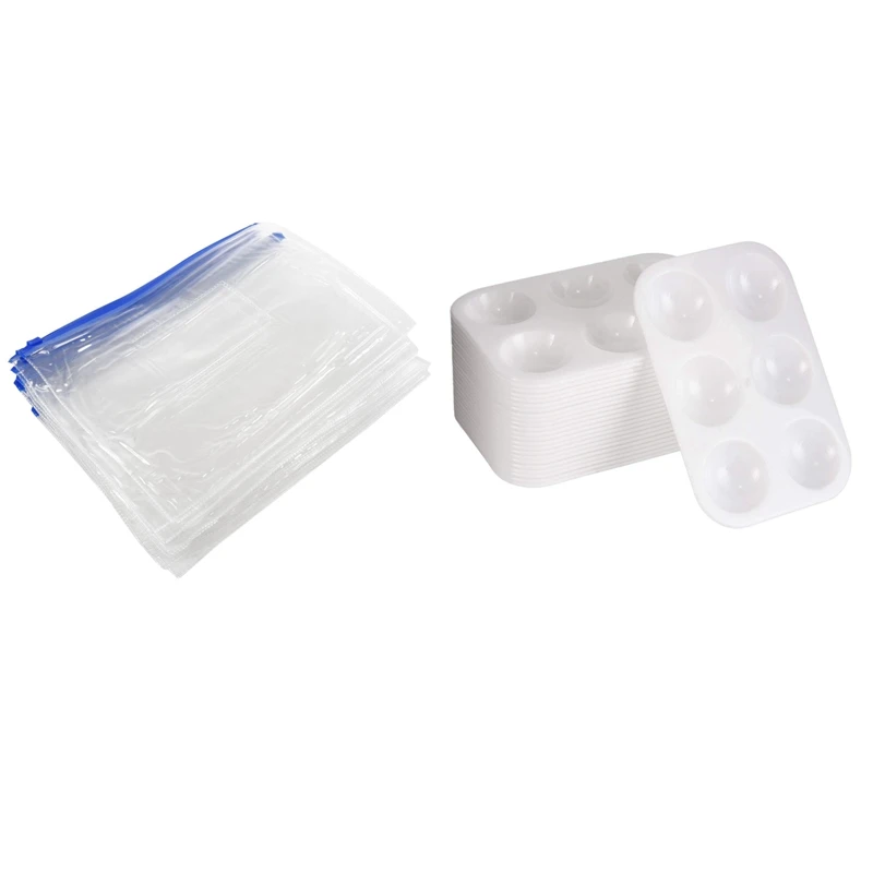 

12 X A5 синие пакеты на молнии Zippy-Палетка для документов из прозрачного пластика и 24 X пластиковых красок 6 прямоугольных палетки акварельных ц...