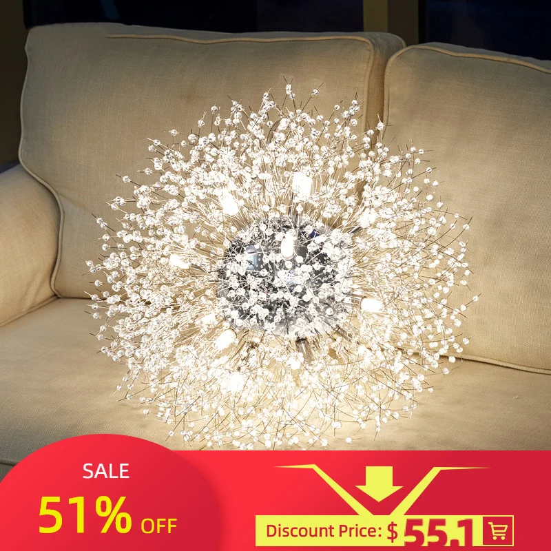 Pаспродажа 2021 современная хрустальная лампа-одуванчик для гостиной, столовой, украшение для дома