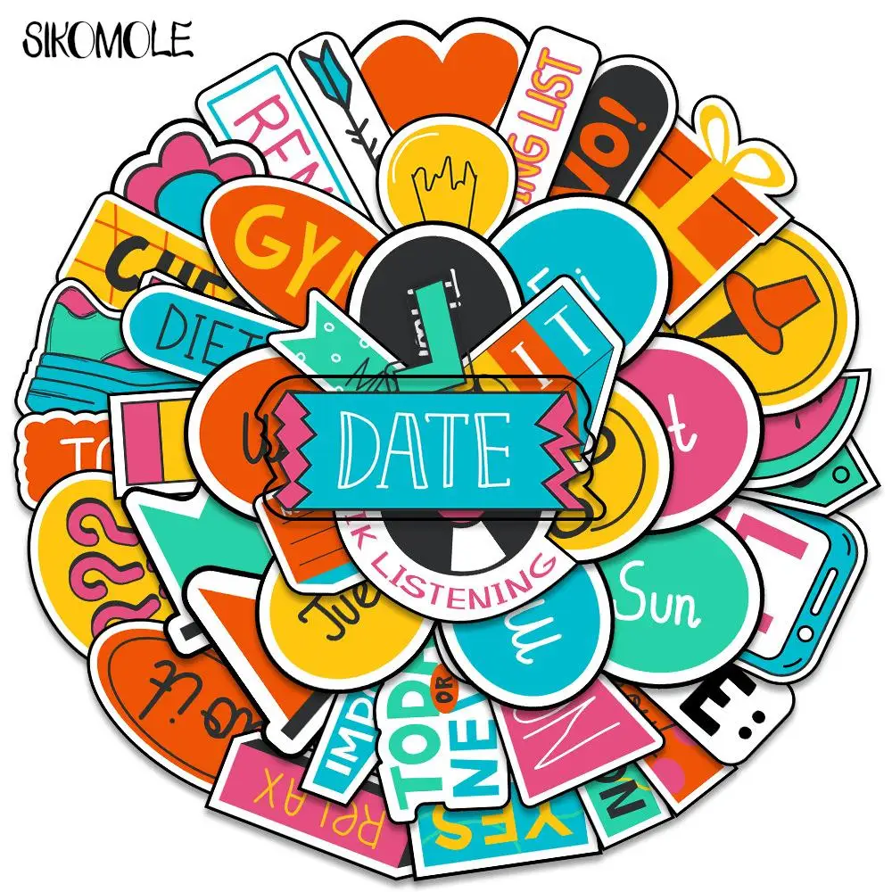 

10/44PCS Cartoon Plan Memo Record Journal Stickers DIY Kid Toys Laptop Luggage Skateboard Suitcase Graffiti Decals Sticker F5