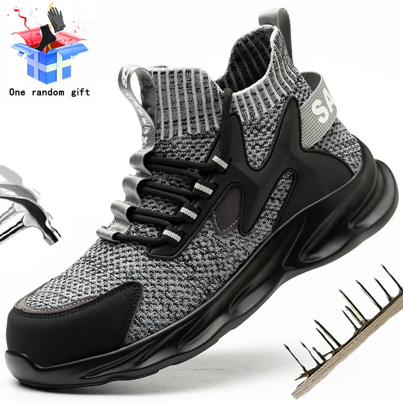 

Men Work Boots Indestructible Anti-piercing Indestructible Steel-toed Safety Shoes Breathable Male Construction Security Sneaker