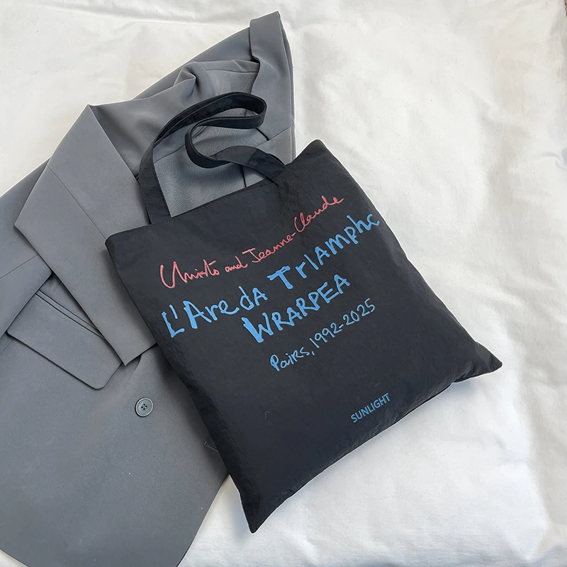 Простая универсальная женская сумка-тоут на одно плечо с буквенным принтом новые