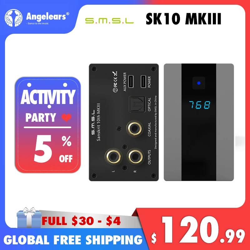 

SMSL SK10 MKIII Decoder SK10 MK3 AK4493S DAC XU316 Support 768kHz/32Bit DSD512 with Remote Control