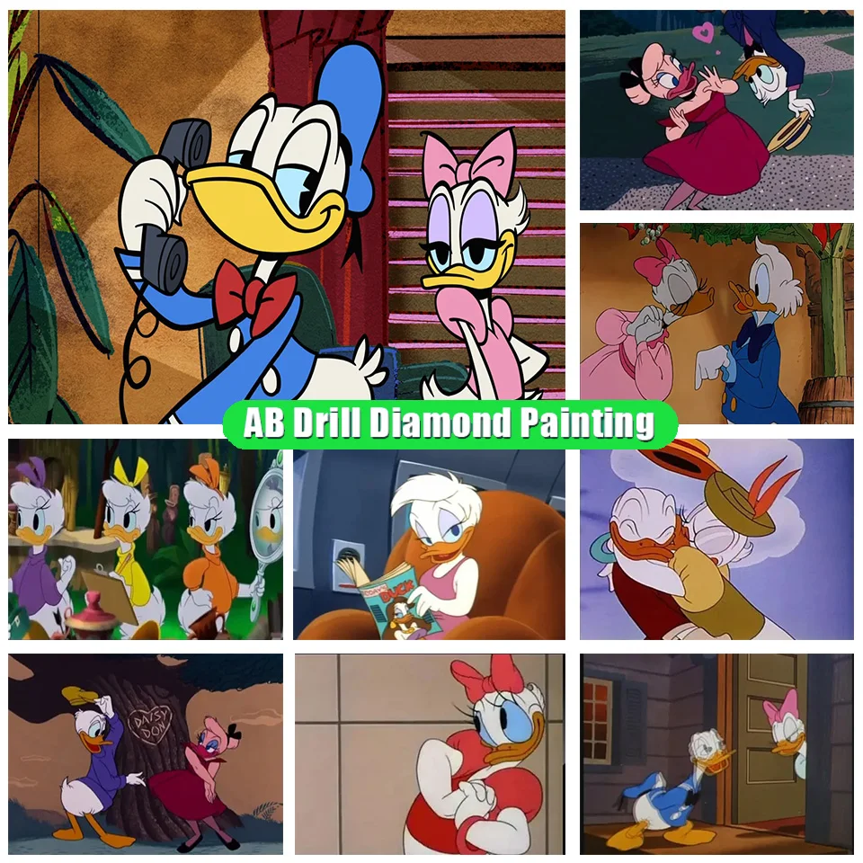 

5D Ab Diamond Painting Disney Spoof Mona Lisa Daisy Duck Cartoon Cross Stitch Embroidery Full Drill Mosaic Home Decor Gift Ll102