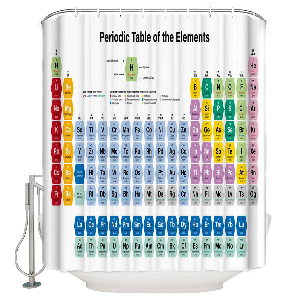 

Periodic Table Of Elements Color Shower Curtain Eco-Friendly Bath Curtain with Hooks Polyester Waterproof Curtain Bathroom Decor