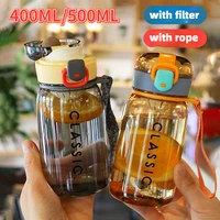 400500ml plastic water bottle portable sport tea coffee cup kids water bottle for school transparent with filter children