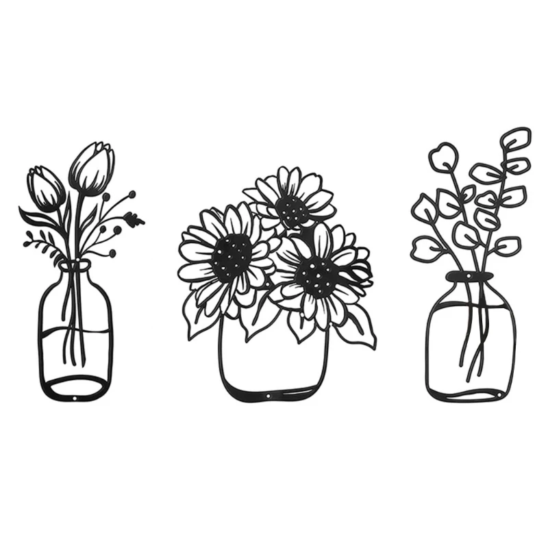 

1Set Metal Flower Vase Sign Hangable Ornament New Year Birthday Holiday Decor