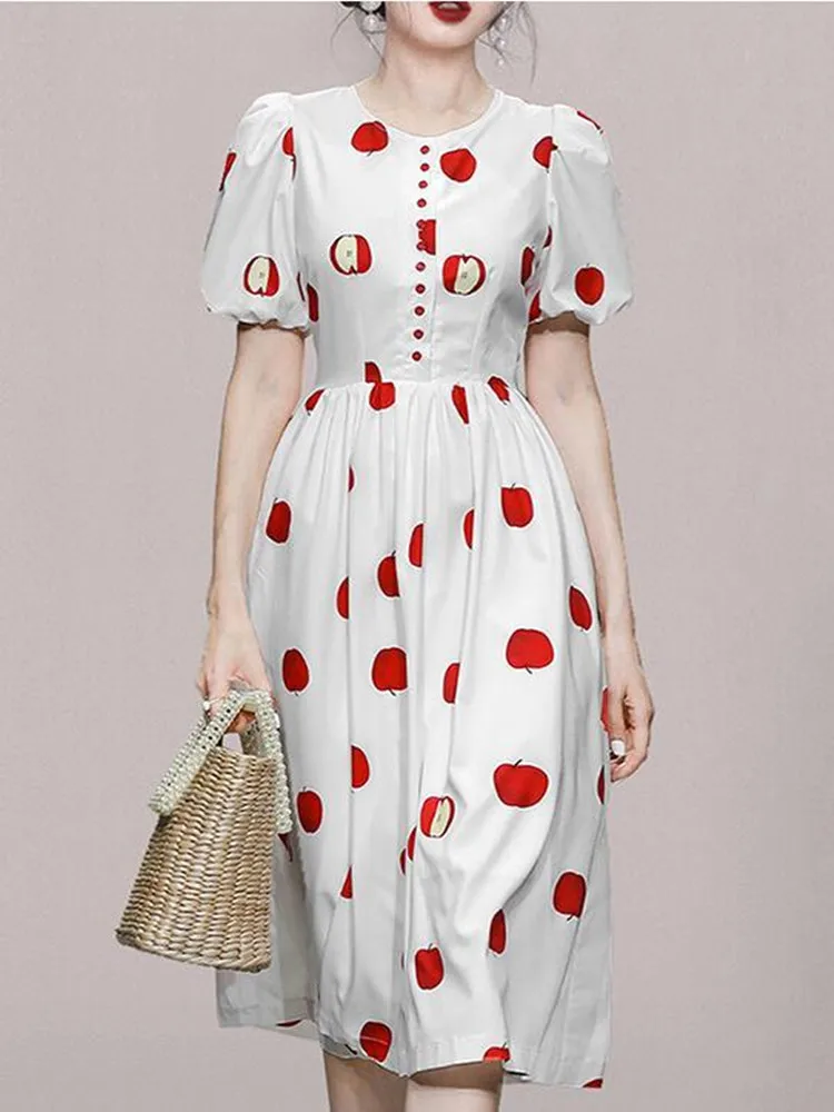 

ZAWFL Floral Print Lantern Sleeves Dress Court Women 2022 Summer French Style Retro Slim Ladies A Line Fashion Dresses