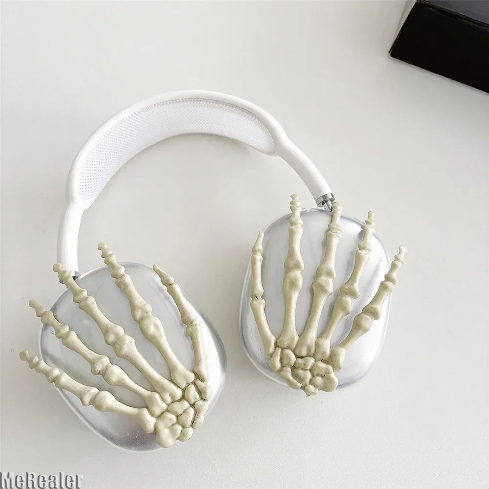 Милый 3D забавный защитный чехол для рук со скелетом Apple Airpods Max прозрачный