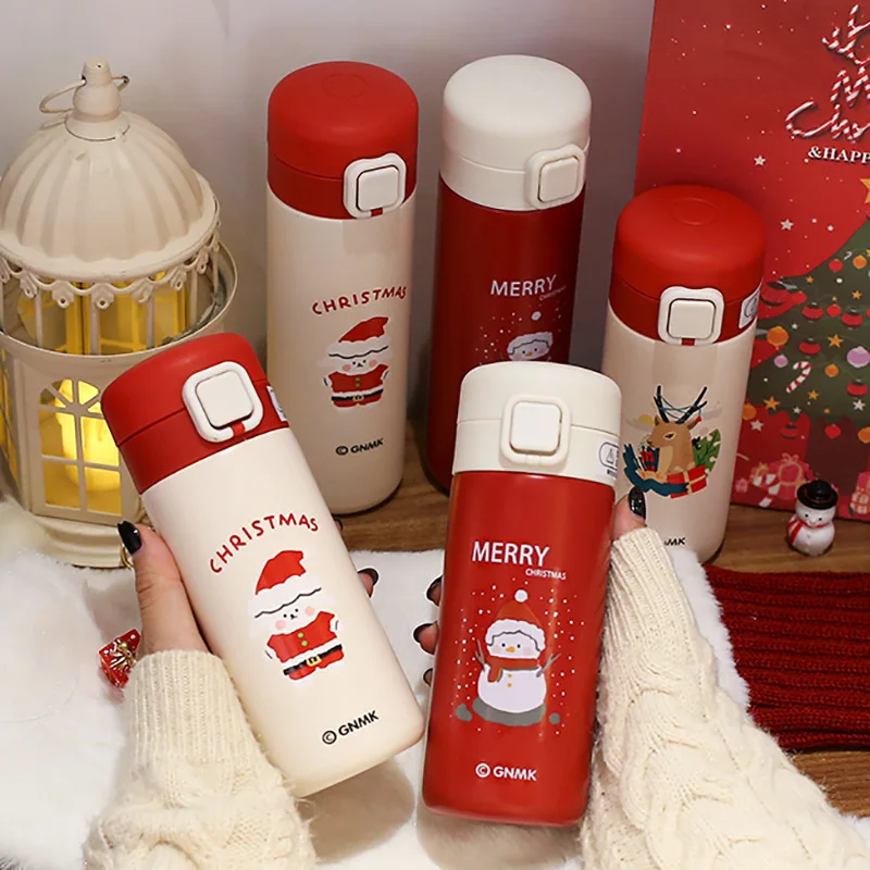 

Christmas Thermos Bottle Cartoons Stainless Steel Vacuum Flask with Lid Milk Juice Tea Coffee Thermal Water Bottle Gift Cup