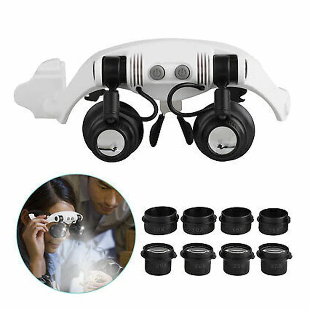 

With Repair Headband Loupe Magnifying For Illumination Adjustable Reading Light Magnifier Glass Lens With Glasses 5 Tools