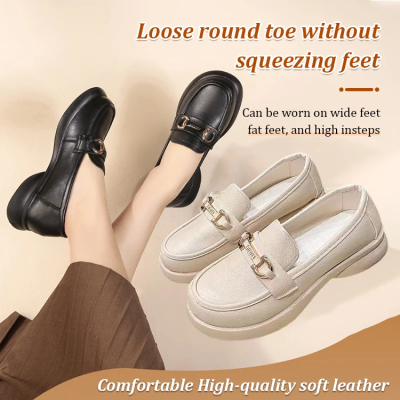 Женская Нескользящая износостойкая кожаная обувь на одной мягкой подошве